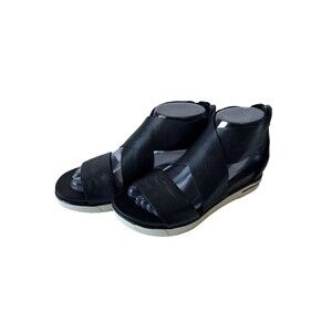 Eileen Fisher Women Sport Black Tumbled Platform Leather Size 7